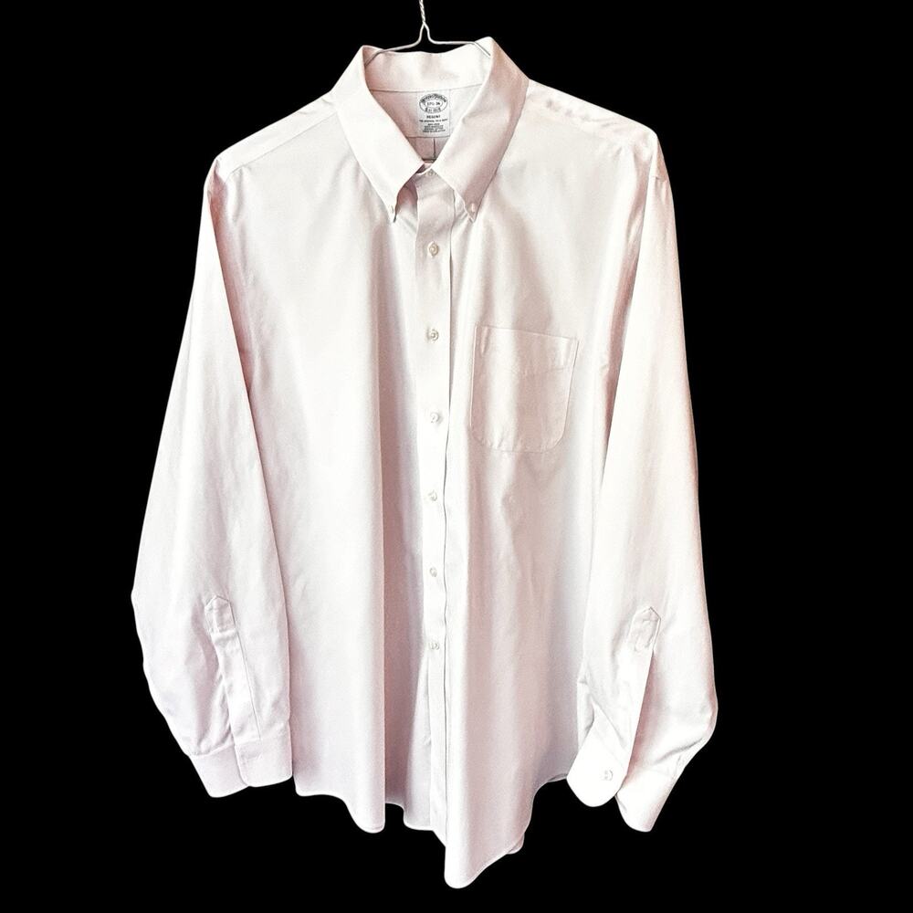 Brooks Brothers Regent Original Polo Non-Iron 100% Cotton Pink Shirt 17 1/2-36
